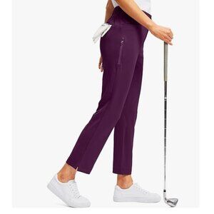 Women's Golf Pants with Zipper Pockets 7/8 Stretch Casual Athletic